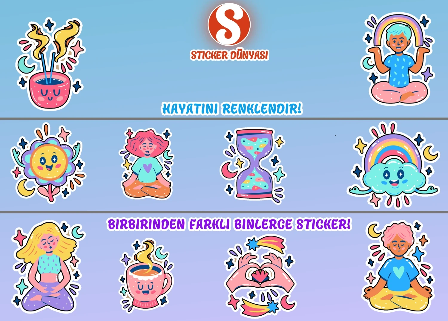 Meditasyon Temalı Dinlendirici Sticker Koleksiyonu (Meditasyon1) görsel 4